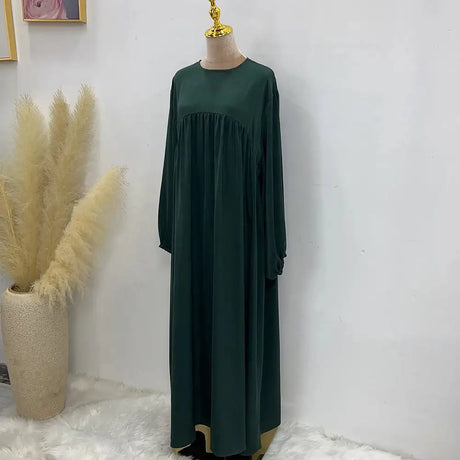 Plain Abaya Muslim Long Dress Women Balloon Sleeve Casual Islamic Clothing Dubai Turkish Modesty Kaftan Ramadan Eid - Lootquake