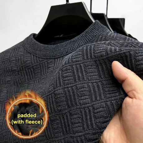 2024 New Men's Thickened Sweater Knitted Sweaters Men Three-dimensional Jacquard High-grade Crew Neck Warm Casual Top Pullover - Lootquake