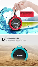 Altavoz Bluetooth inalámbrico impermeable con ventosa para deportes al aire libre, mini subwoofer para ducha, coche, teléfono inteligente, micrófono TF C6