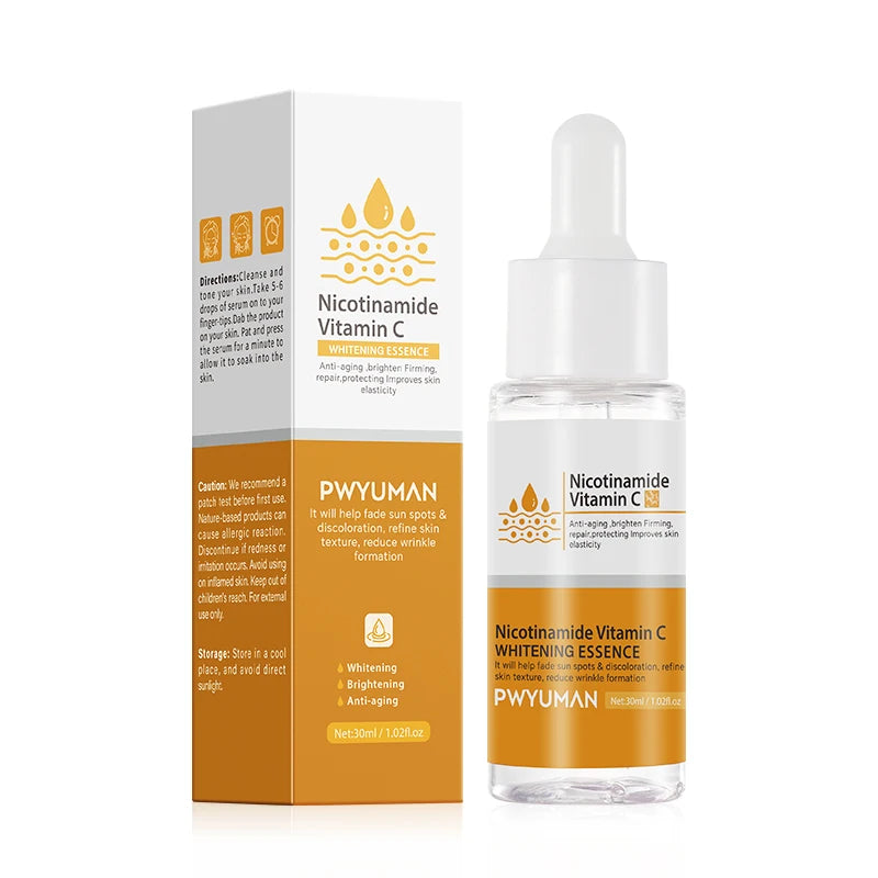 Suero facial blanqueador de pecas con vitamina C, nicotinamida, elimina el melasma, atenúa las manchas oscuras y aclara la melanina, productos para el cuidado de la piel.