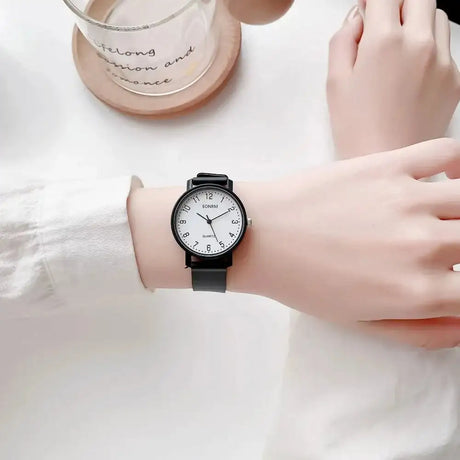 Simple Black White Women Quartz Watches Minimalist Design Silicone Strap Bracelet Wristwatch Women's Watch Reloj Mujer Relogio - Lootquake