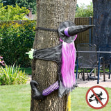Halloween Witch Crashing Into Tree Decor Lifelike Outdoor Prop for Yard Garden Haunted House Scary Displays