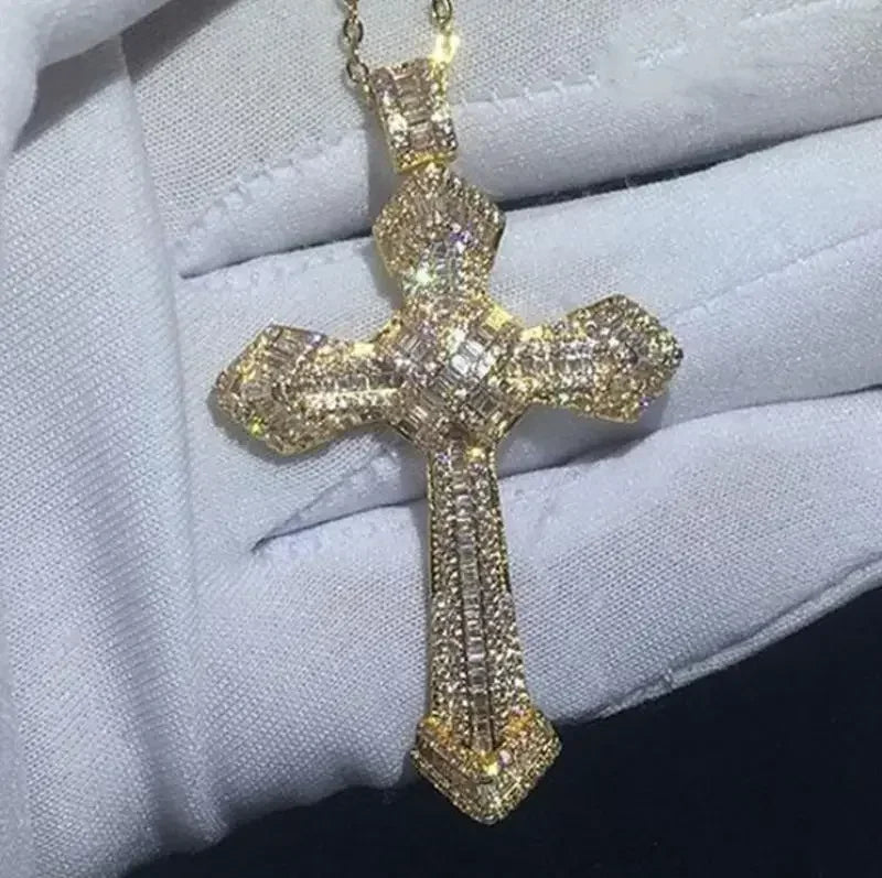 Exquisite Shining Crystal Cross Necklace Pendant Lucky Charming Fashion Jewelry Gift Unisex - Lootquake