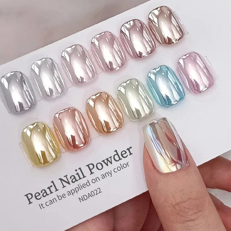 Moonlight Mirror Nail Powder Aurora Silver Glitter Metallic Effect UV Gel Polish for Manicure DIY Nail  Art Design Decoration
