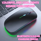 Souris de jeu sans fil, rétroéclairée, compatible USB, rechargeable, RVB, silencieuse, ergonomique, pour ordinateur portable et PC