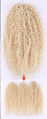 200g 3-Pack Ombre Brown Afro Kinky Curly Crochet Hair | 18 Inch | Passion Twist Extensions