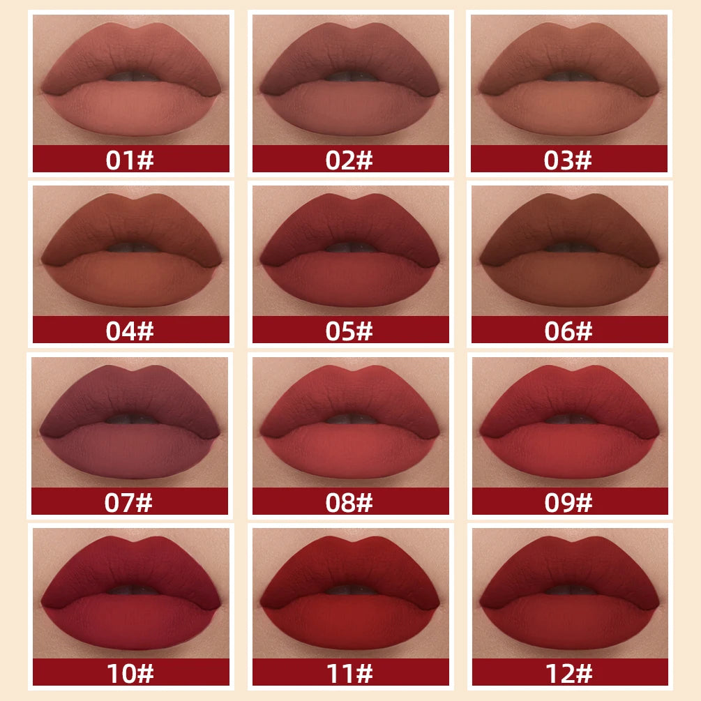 QIBEST Rouge à lèvres liquide mat Waterproof longue tenue Velours Gloss à lèvres Tube de teinte Pigment Nude mat Rouge à lèvres Maquillage des lèvres