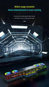 Barre de son sans fil Bluetooth pour jeux vidéo, USB, stéréo 3D, caisson de basses, FM, horloge, barre de son intérieure, haut-parleur pour ordinateur, offre spéciale