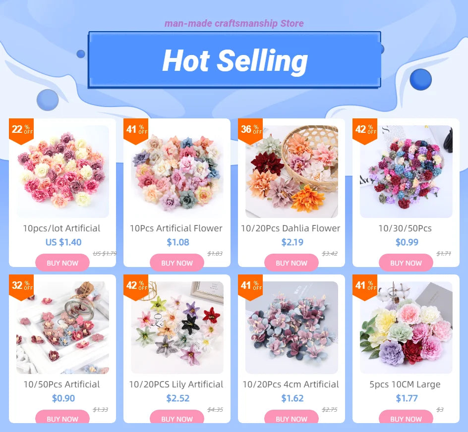 10Pcs Artificial Flowers Silk Hydrangea Fake Flower Head For Wedding Decoration Party Home Decor DIY Wreath Gift Craft Accessory