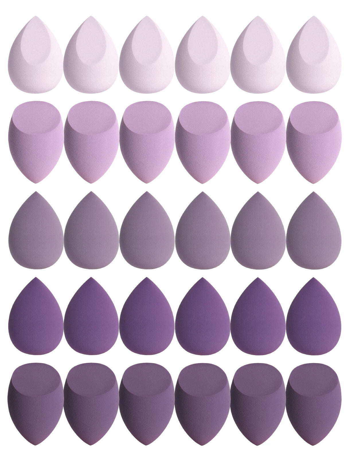 30 Beauty Eggs (Esponjas de Maquillaje) Esponja de Belleza Mixta para Base de Maquillaje, Líquida, en Crema y en Polvo Sin Impurezas, Multicolor C