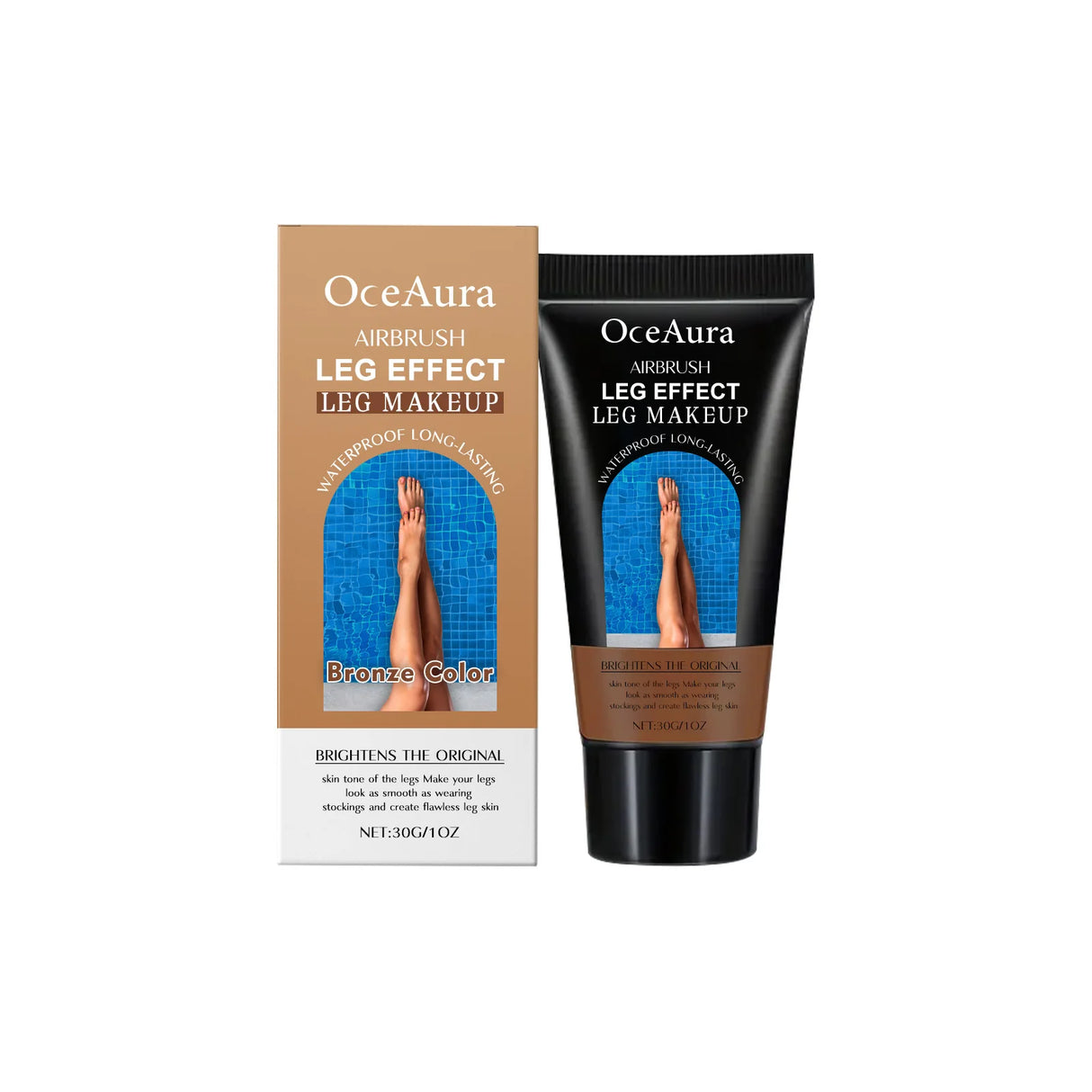 Loción de maquillaje para piernas, corrector duradero, tono de piel uniforme, bronceado artificial, resistente al agua, hidratante, brillo natural, crema de base corporal marrón