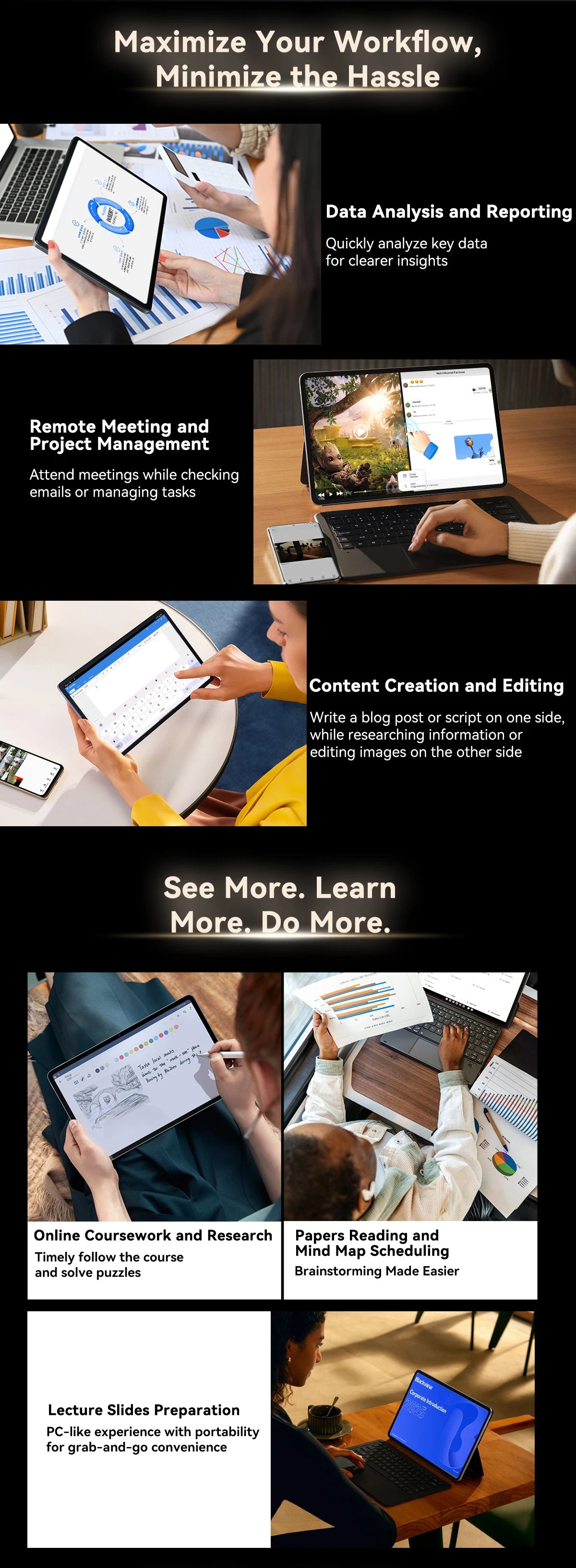 Tablettes Blackview MEGA 2 12 pouces 2K écran Widevine L1 24 Go (8 + 16) Android 15 256 Go 9000 mAh AI caméra principale Pad PC