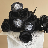Halloween Decoration Artificial Flowers Bouquet With Pumpkins & Black Roses, Halloween Table Centerpiece For Dining Living Room