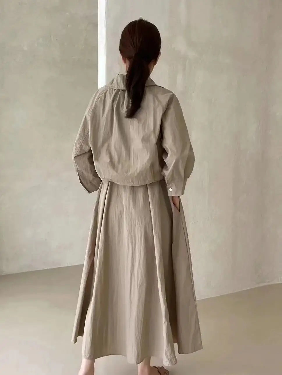 LANMREM 2 Pieces Sets For Women Suspender Long Dress With Sleeves Coat Female Casual Clothing 2024 Summer New 2DA6550 - Lootquake