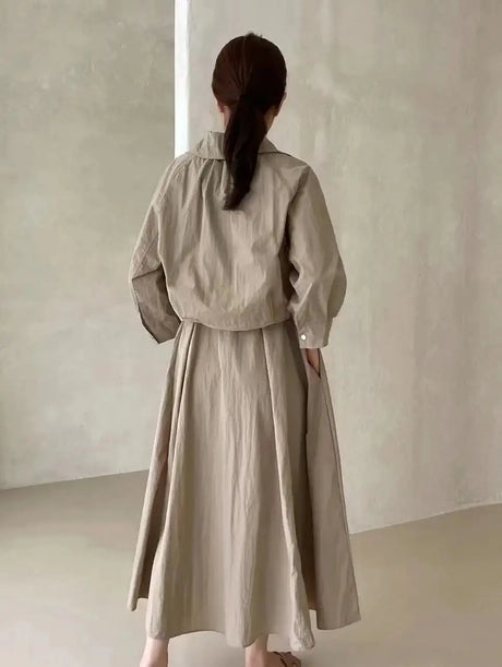LANMREM 2 Pieces Sets For Women Suspender Long Dress With Sleeves Coat Female Casual Clothing 2024 Summer New 2DA6550 - Lootquake