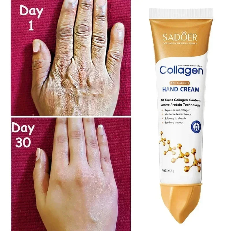 Crema de manos antiarrugas con colágeno, antisequedad, antigrietas, hidratante, nutritiva, suavizante, blanqueadora, reparadora.