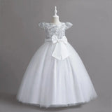 New Christmas Party Princess long dress children's dress children's gauze lace birthday party dinner ball big butterfly dress