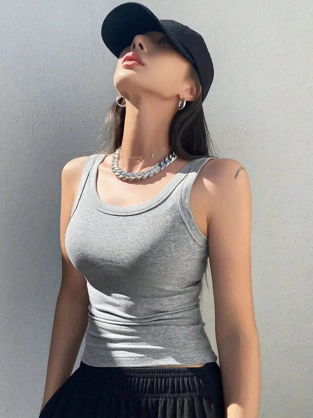 Camisole Tank Soft Cotton Top Women Summer Outfits Tight And Sexy Tank Top Knitted Bottom Shirt And Sleeveless Top For Outerwear - Lootquake