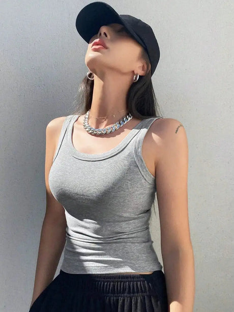 Camisole Tank Soft Cotton Top Women Summer Outfits Tight And Sexy Tank Top Knitted Bottom Shirt And Sleeveless Top For Outerwear - Lootquake