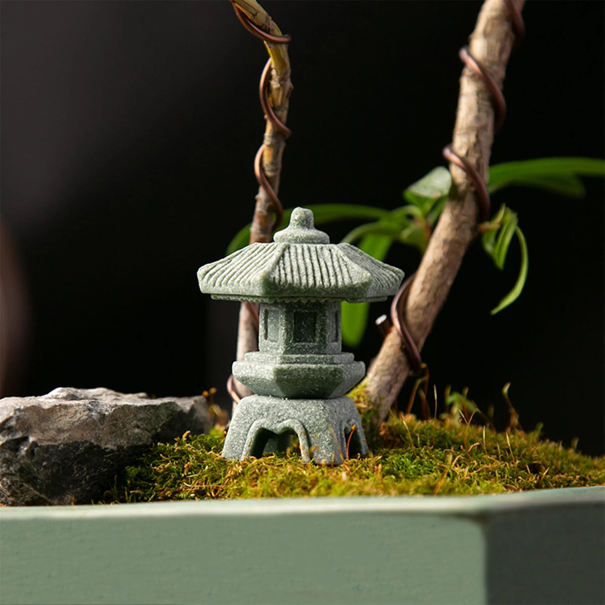 Chinese Pagoda Statue Miniature Sandstone Sculpture Asian Decor for Outdoor Car  Landscape Decor