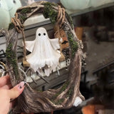 Unique Halloween Figurine Lovely Ghost Decorations Halloween Decor Ghost on Tree Swing Statue Spooky for Desktop Bookshelf Decor