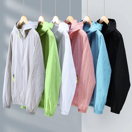 2023 Summer Men's Windbreaker Big Size Sun Protection Clothing Korean Style Ultra-thin Streetwear Zipper Hooded Jackets Man - Lootquake