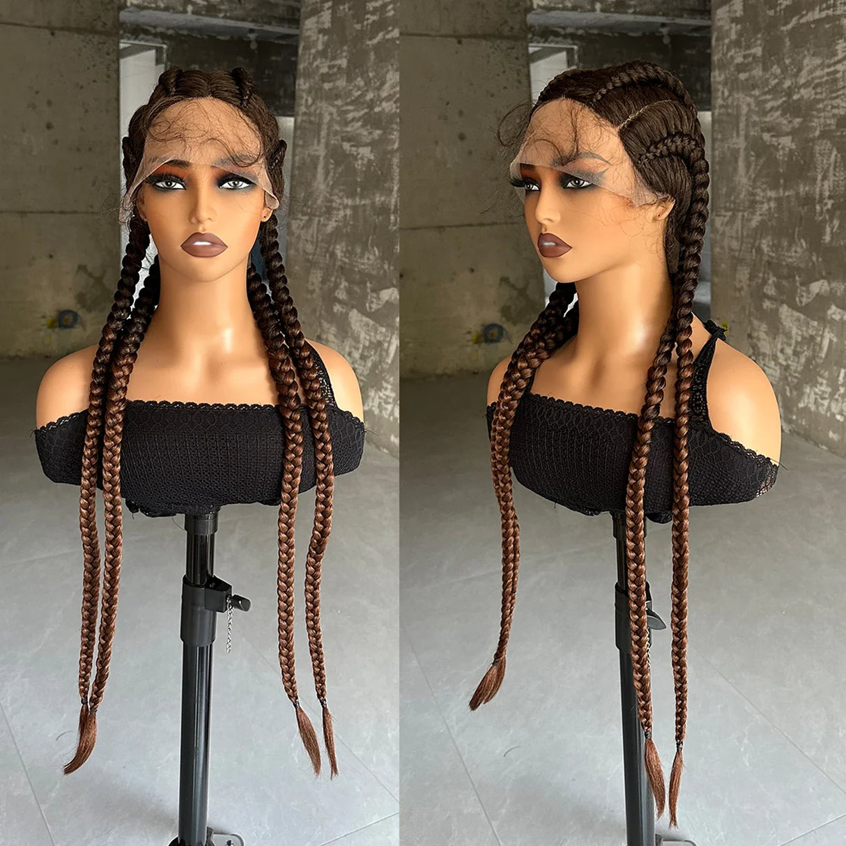 32 Inch Senegalese Twist Lace Front Wig | 4 Twist Cornrow | With Baby Hair | Synthetic Crochet Braids