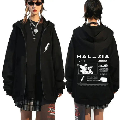 Korean Team Ateez Spin Off From Loose The Witness Print Zip Up Hoodie Men Women Fashion Trend Zip Up Jacket Male pop Y2k Hoodies - Lootquake