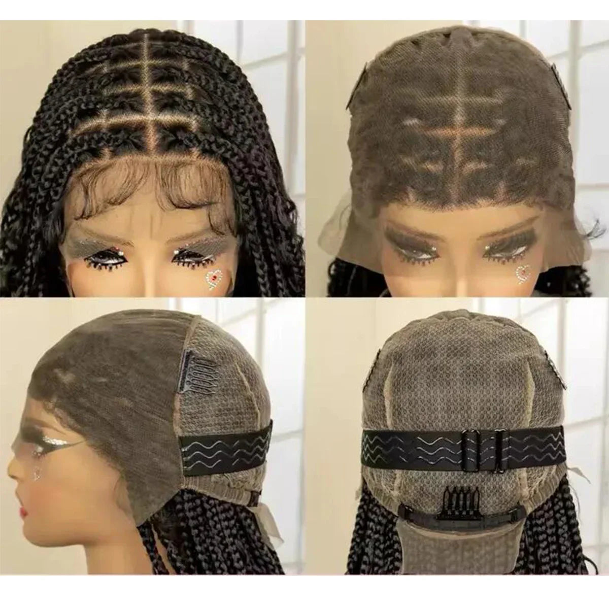 Bohemian knotless braids Full lace wig Natural black or  28"-30" Curly for black women