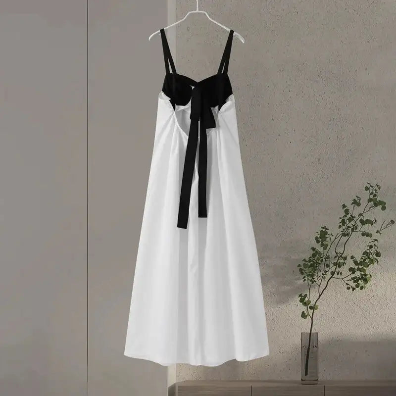 Sexy Backless Beach Dress Women 2024 Holiday Sleeveless Loose Slip  Long Dress Street Fashion Panelled Bandage Summer Lady Robe - Lootquake