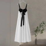 Sexy Backless Beach Dress Women 2024 Holiday Sleeveless Loose Slip  Long Dress Street Fashion Panelled Bandage Summer Lady Robe - Lootquake