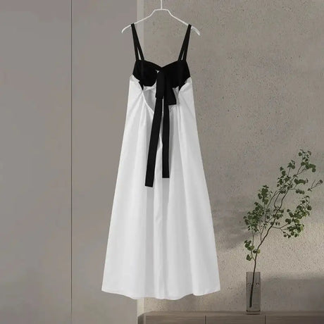 Sexy Backless Beach Dress Women 2024 Holiday Sleeveless Loose Slip  Long Dress Street Fashion Panelled Bandage Summer Lady Robe - Lootquake
