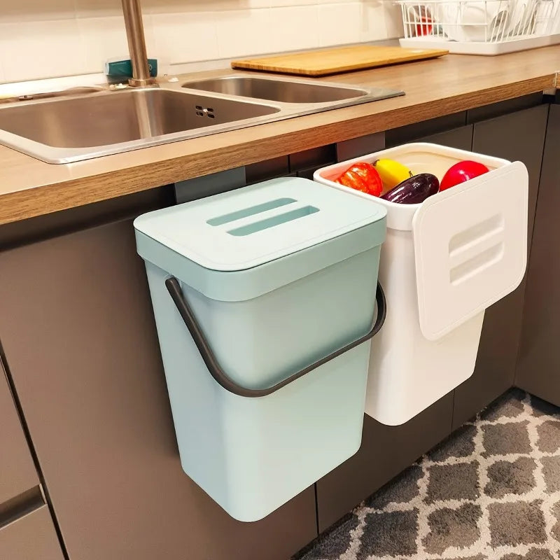 Cubo de basura silencioso y compacto de 3/5 l, ecológico, sellado, para cocina y oficina, no necesita electricidad.