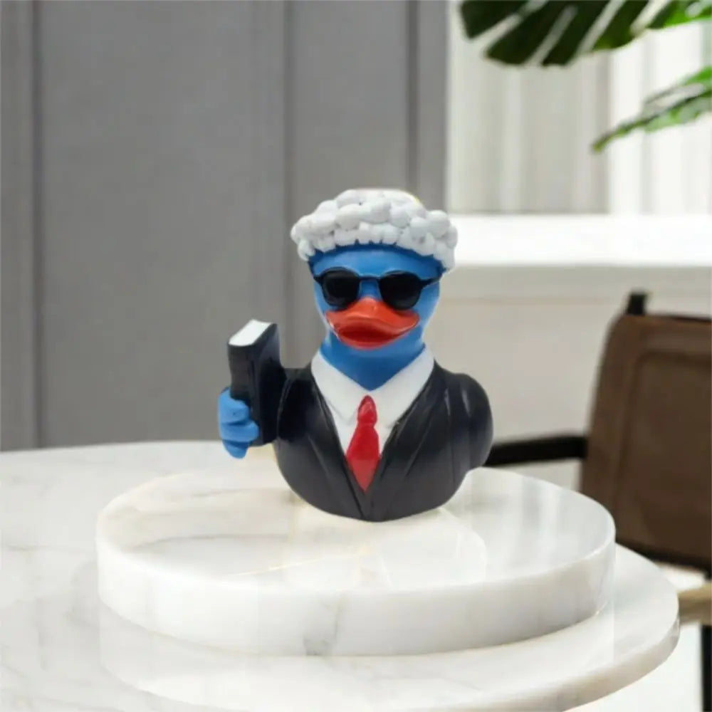 Estatua de pato de resina artesanal, adorno de dibujos animados, escultura creativa de animales, lindas miniaturas impermeables, figurita de gabinete