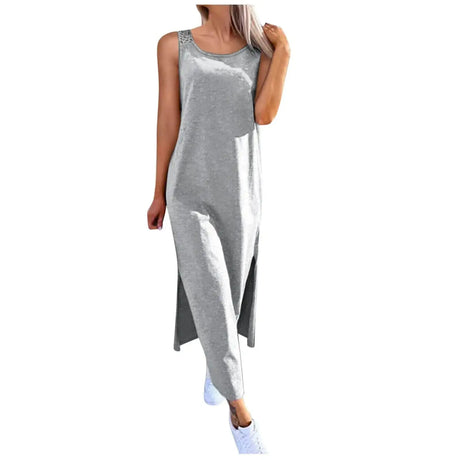 Womens Summer Dress Long Dress Casual Loose Maxi Dresses Beach Outfit 2024 Resort Women Summer Dress Sleeveless Large Nightshirt - Lootquake