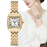 Women's Fashion Square Watches Gold Alloy Strap 2024 Luxury Ladies Quartz Wristwatches Qualities Female Roman Scale Clock - Lootquake
