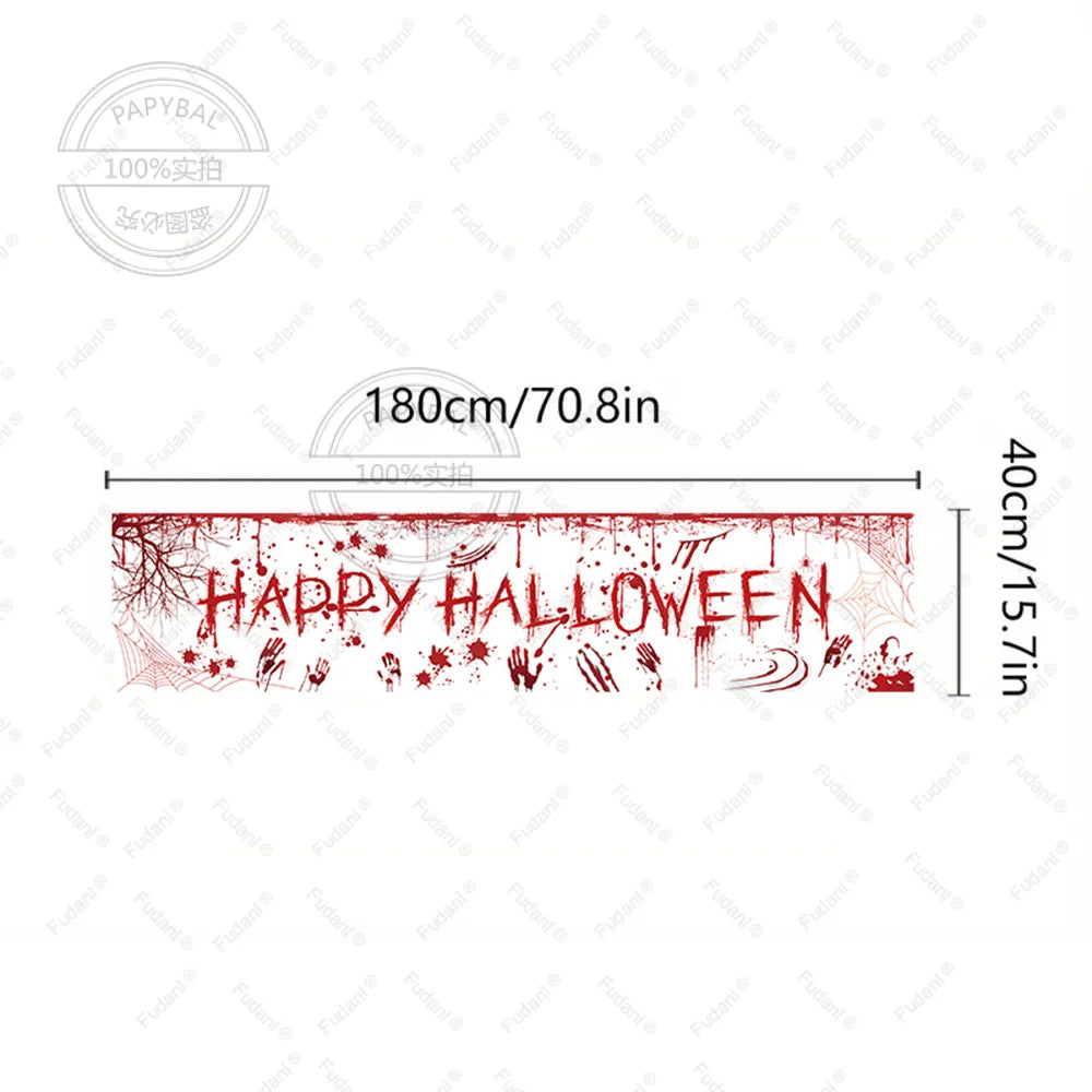 Halloween Theme Party 1.8m Banner Pumpkin Bloodstains Happy Halloween Outdoors Indoor Yard Hanging Decor Supplies