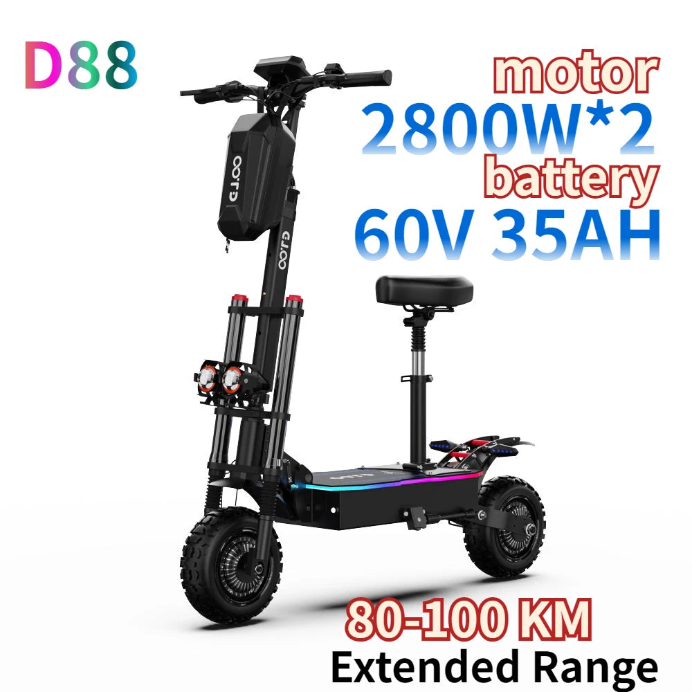 Electric Scooter DUOTTS D99 D88 K8 6000W Dual Motor 60V 40Ah Battery High Power E-Scooter Folding Off-Road Seat Electric Scooter