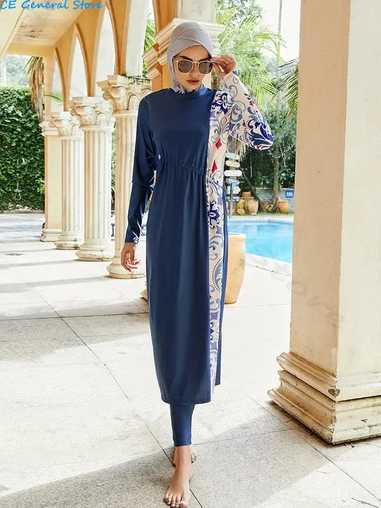 Burkini Muslim Swimwear 2023 Swimming Suit For Women Modest Swimsuit Islamic Clothing Sets Fashion Long Dress Turban Full Cover - Lootquake