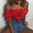 crop tops women 2019 summer lantern sleeve sexy strapless beach tops  red black white ruched crop top tank top croptop - Lootquake
