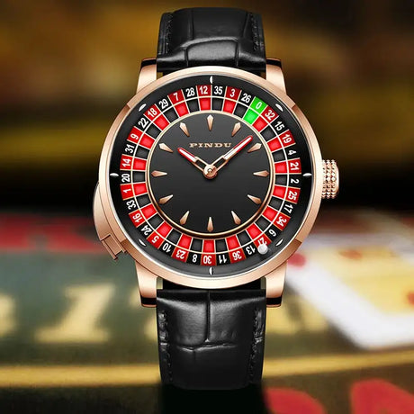 Pindu Player Gambling Series Men's Watch European Roulette Poker Game Fully Automatic Mechanical Sports Design Party Watch - Lootquake