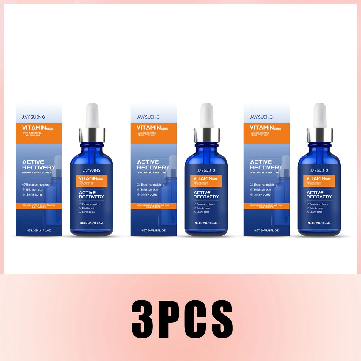 Suero facial con vitamina C y ácido hialurónico, nicotinamida, aclara manchas oscuras, opacidad, hidrata, reduce poros, antienvejecimiento y cuidado de la piel.