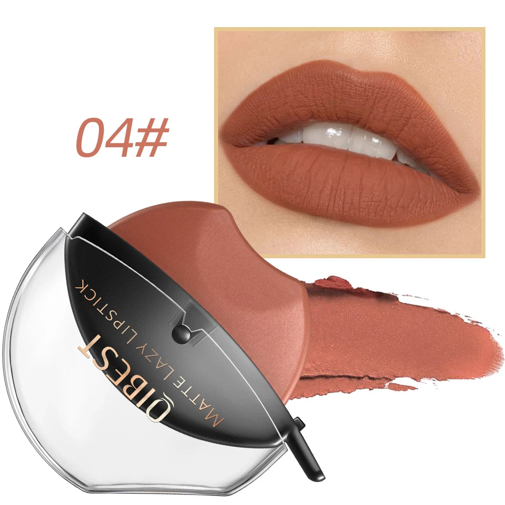 Lip-shaped lipstick seal Sip into makeup lazy blush lipstick Matte makeup effect Moisturizing lip gloss Waterproof non-stick cup