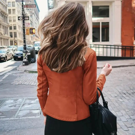 New Vintage Women PU Leather Bomber Jacket Fashion Casual Autumn Winter Zipper Windbreaker Streetwear Female Blazer Y2K Clothes - Lootquake
