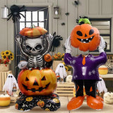 Halloween Decor Giant Standing 3D Foil Balloon Witch Pumpkin Tombstone Mummy with Base Haunted House Yard Displays Party Prop