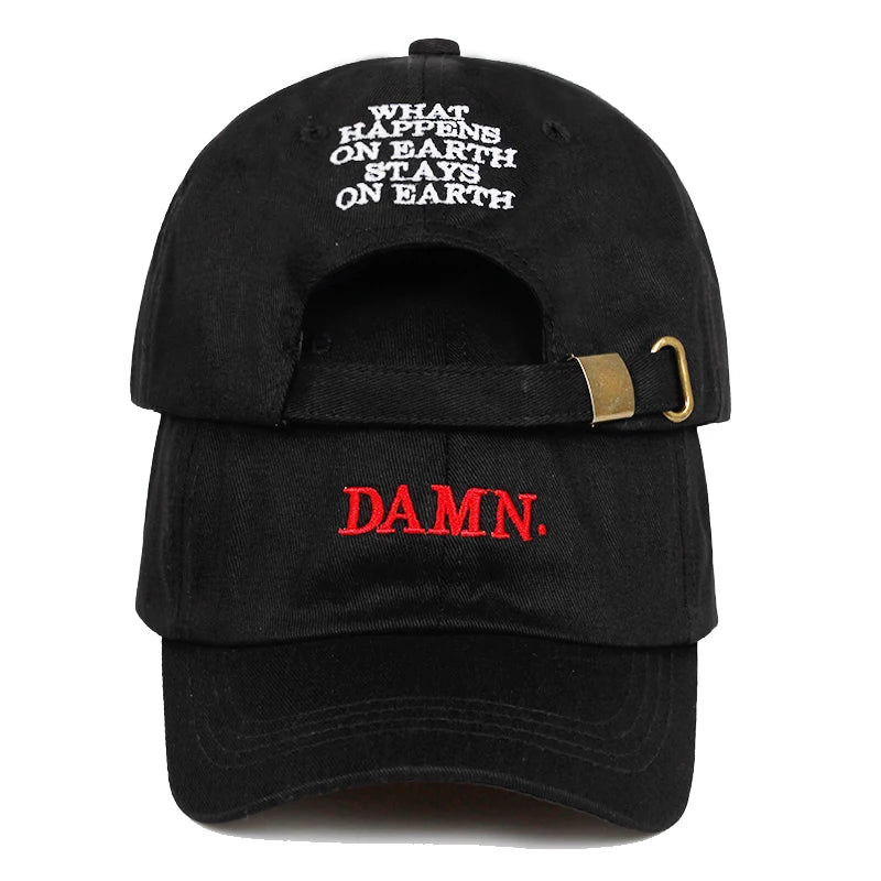 Unisex Spring summer DAMN Hats Embroidered Earth Dad Hat Hip Hop cap Kendrick lamar Rapper Snapback hats Baseball Cap wholesale - Lootquake