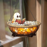 Acrylic Halloween Ghost in Bathtub Hanging Ornaments Cute Ghost Reading Book Decor Home Bedroom Living Room Window Decorations