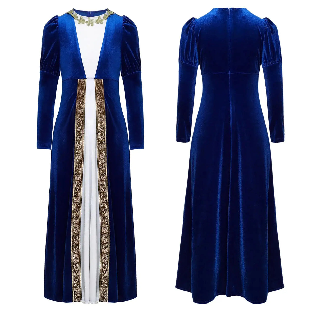 Girls Velvet Medieval Princess Dress Long Sleeve Renaissance Retro Robe Ancient Roman Long Dress for Halloween Carnival Party