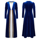 Girls Velvet Medieval Princess Dress Long Sleeve Renaissance Retro Robe Ancient Roman Long Dress for Halloween Carnival Party