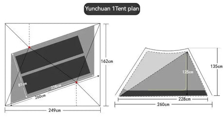 ASTA GEAR Yun Chuan double-sided silicon-coated double A pyramid 15D nylon rodless camping hiking outdoor tent - Lootquake
